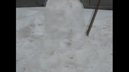 My Snow man and my cat