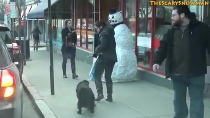 Смях ! Снежен човек плаши хора и кучета ! Скрита камера !