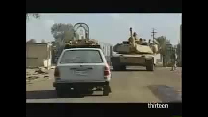 Us Tank crushes Iraqi civilians car 