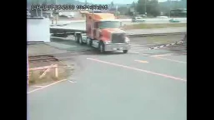 Truck tries to outrun train