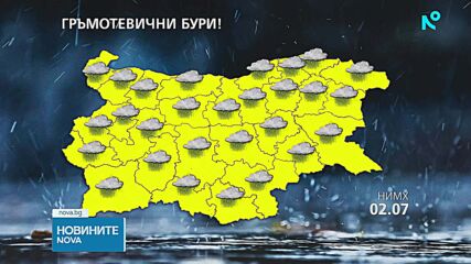 Жълт код за интензивни валежи в почти цялата страна