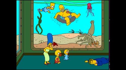 Simpsons - Homer I Bart Pluvat V Akvarium