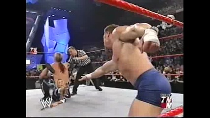 Jericho изтезава Stacy пред очите на Test. | Raw 2/24/2003 | 