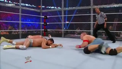 Diving Leg Drop Bulldog on two opponents