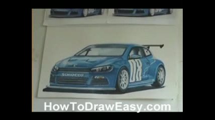 Рисуване на спортна кола с маркер