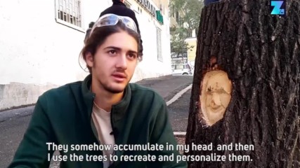 Уличен артист прави скултури в дърветата на случайни хора