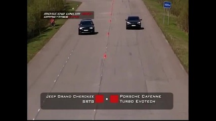 Dragtimes.info Jeep Cherokee Srt - 8 vs Porsche Cayenne Turbo 