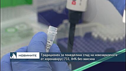 Традиционен за понеделник спад на новозаразените от коронавирус-733, 84% без ваксина