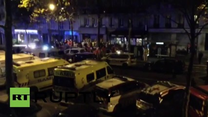 France: Emergency services line the streets outside Bataclan theatre, Paris