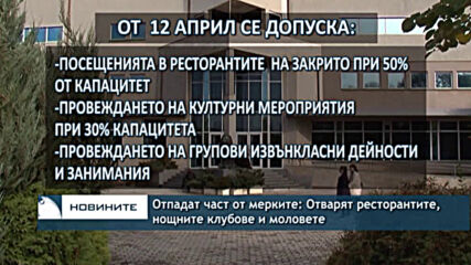 Отпадат част от мерките: Отварят ресторантите, нощните клубове и моловете