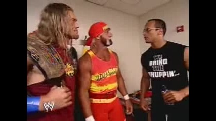 Hulk Hogan,  The Rock and Edge Backstage