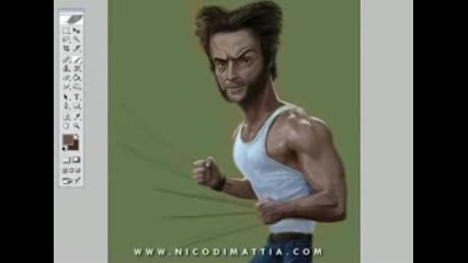 Wolverine (карикатура) - Speedpainting By Nico Di Mattia