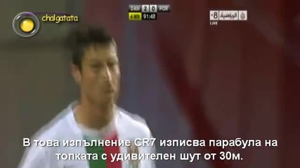 Уникaлен гол на Кристиано Роналдо от 30 метра, Дания - Португалия 2:1
