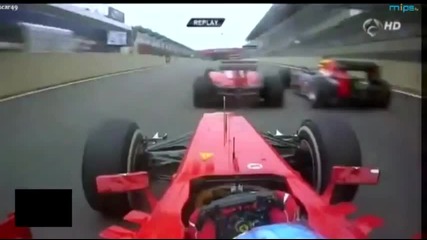 F1 Гран при на Бразилия 2012 - грешката на Alonso в 1ви завой [hd]