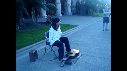 amazing guitar player-no Hands, but Playin`