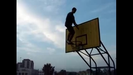 Backflip от баскетболен Кош 