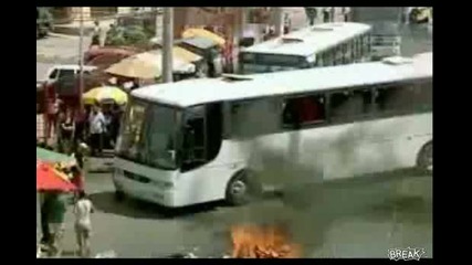 Biker Scares Away Protesters
