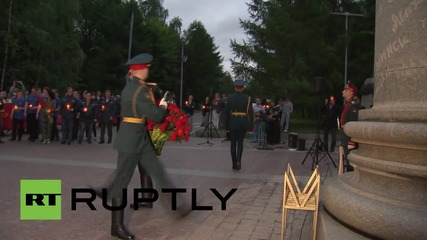 Russia: Night Wolves take part in 'Candle of Memory' ceremony in Moscow