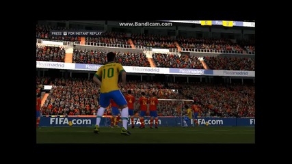 Страхотен пряк свободен удар на Неймар с/у Испания (fifa14)