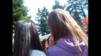 Fans meeting Selena Gomez outside her new movie, Ramona and Beezus. 
