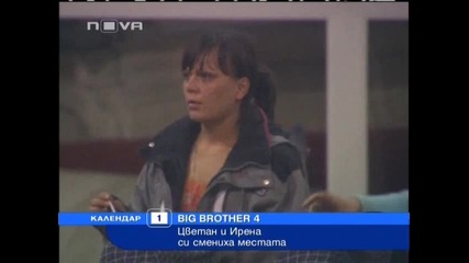 Информация за Big Brother 4 - Цветан и Ирена си смениха местата [01.10.2008]