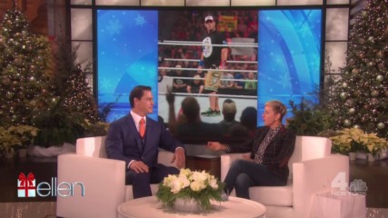 What does John Cena do with the gifts he receives from Ellen?