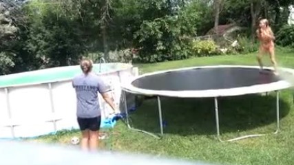 Teenager flips into pool and falls on the wall on her back