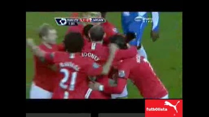 Манчестър Юнайтед 1:0 Уигън Уейн Рууни гол 14.01