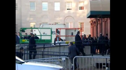 Justin Bieber and Selena Gomez arriving at Christmas In Washington