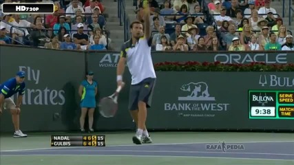 Nadal vs Gulbis - Indian Wells 2013 - Part 2!