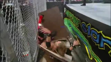 Super Chokeslam through two Tables