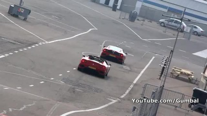 Ferrari Challenge Stradale + 430 Scuderia accelerating