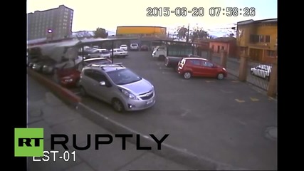 Chile: CCTV captures near-death fall after man plummets 17 floors
