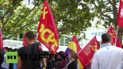 Spain: Anti-NATO protesters rally against 'Trident Juncture' drills in Zaragoza