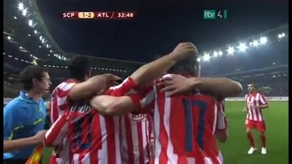 гол на Агуеро (спортинг 1 - 2 Атлетико Мадрид )