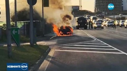 Кола се е запали на метри от бензиностанция В София