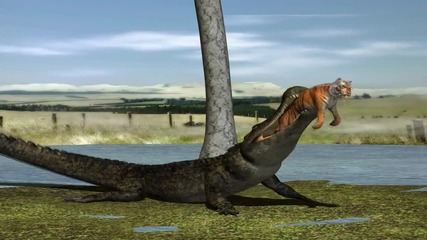 крокодил изяжда тигър 3d анимация