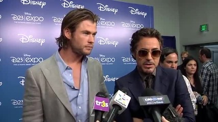 Robert Downey Jr. & Chris Hemsworth Talk The Avengers At Disney D23 Expo