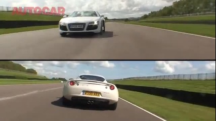 Audi R8 V10 v Lotus Evora by autocar.co.uk 