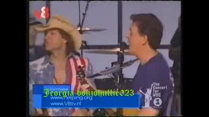 Paul Mccartney, Jon Bon Jovi, Richie Sambora Eric Clapton 
