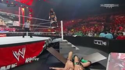 Aj Lee Puts Cm Punk & Daniel Bryan Though Table - Wwe Raw 7_2_12 (aj Kisses Cm Punk) 720 Hd