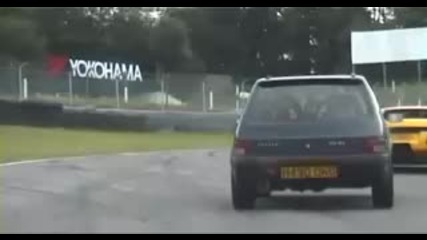 Peugeot 205 in Flames Chasing Lambo