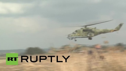 Syria: Mil Mi-24 attack helicopter patrols Hmeymim airbase