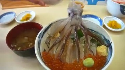Странна японска храна, жив октопод!