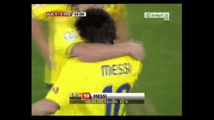 Almeria - Barcelona - Гол от пряк свободен удар на Lionel Messi [06.03.2010] hq* краен резултат 2:2