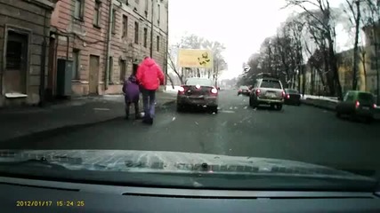 Granny Crossing The Road In The Wrong Place And Hit By A Car