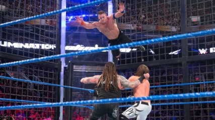 John Cena leaps from an Elimination Chamber pod: Elimination Chamber 2017