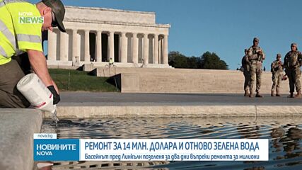 Цъфтеж на водорасли оцвети Огледалния басейн във Вашингтон в зелено