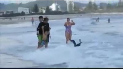 Лебеди обичащи сърфинга изнасят шоу