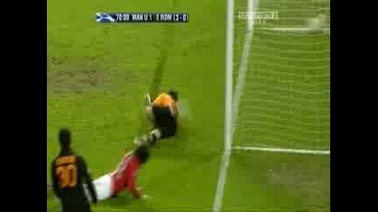 09.04.08 (CL) Man. Utd - Roma 1 - 0 Tevez Goal